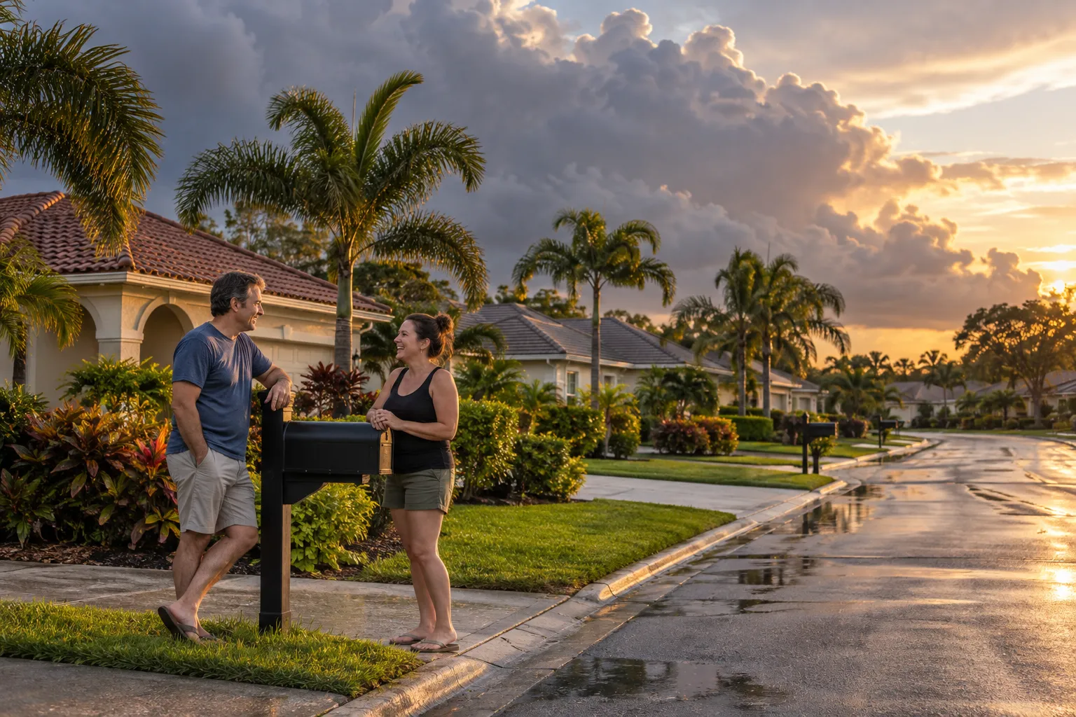 A neighborhood of tile and shingle roofs in Tarpon Springs